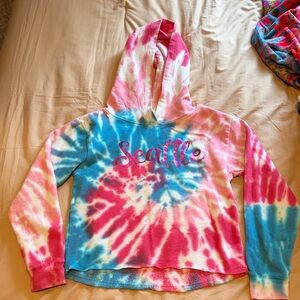 Kids Tie-Dye 'Seattle' Hoodie - Pink & Blue